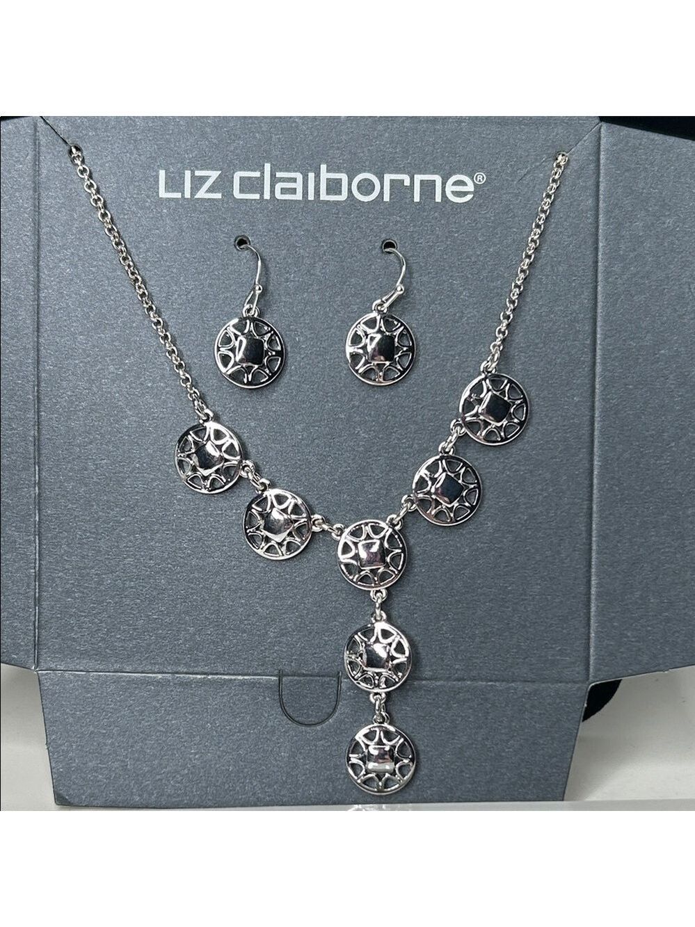 Liz Claiborne Silver Necklace and Earring Set